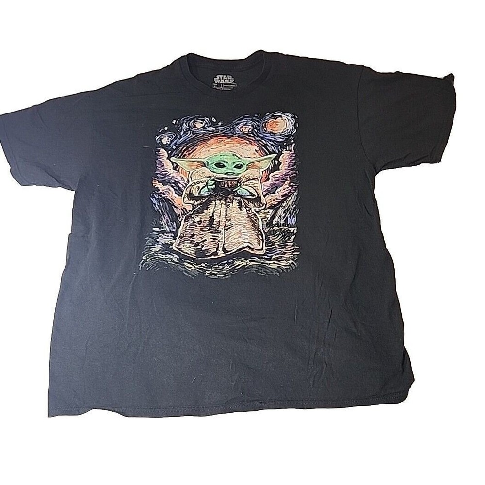 Disney Star Wars V Fifth Sun Mandalorian Grogu Child Yoda Van Gogh T-shirt XL
